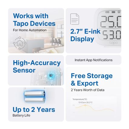 TP-Link - Έξυπνη μονάδα μέτρησης θερμοκρασίας και υγρασίας, τροφοδοσία 2xAAA, Wi-Fi