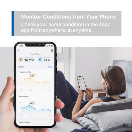TP-Link - Έξυπνη μονάδα μέτρησης θερμοκρασίας και υγρασίας, τροφοδοσία 2xAAA, Wi-Fi