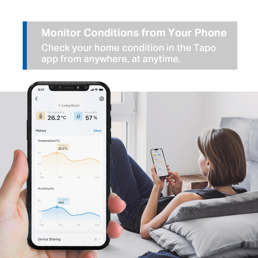 TP-Link - Έξυπνος αισθητήρας θερμοκρασίας και υγρασίας 1xCR2450 Wi-Fi