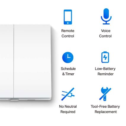 TP-Link - Έξυπνος διπλός διακόπτης φωτισμού 2xAAA Wi-Fi