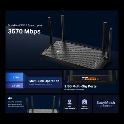 TP-Link - Διζωνικός δρομολογητής Wi‑Fi 7 Archer BE230