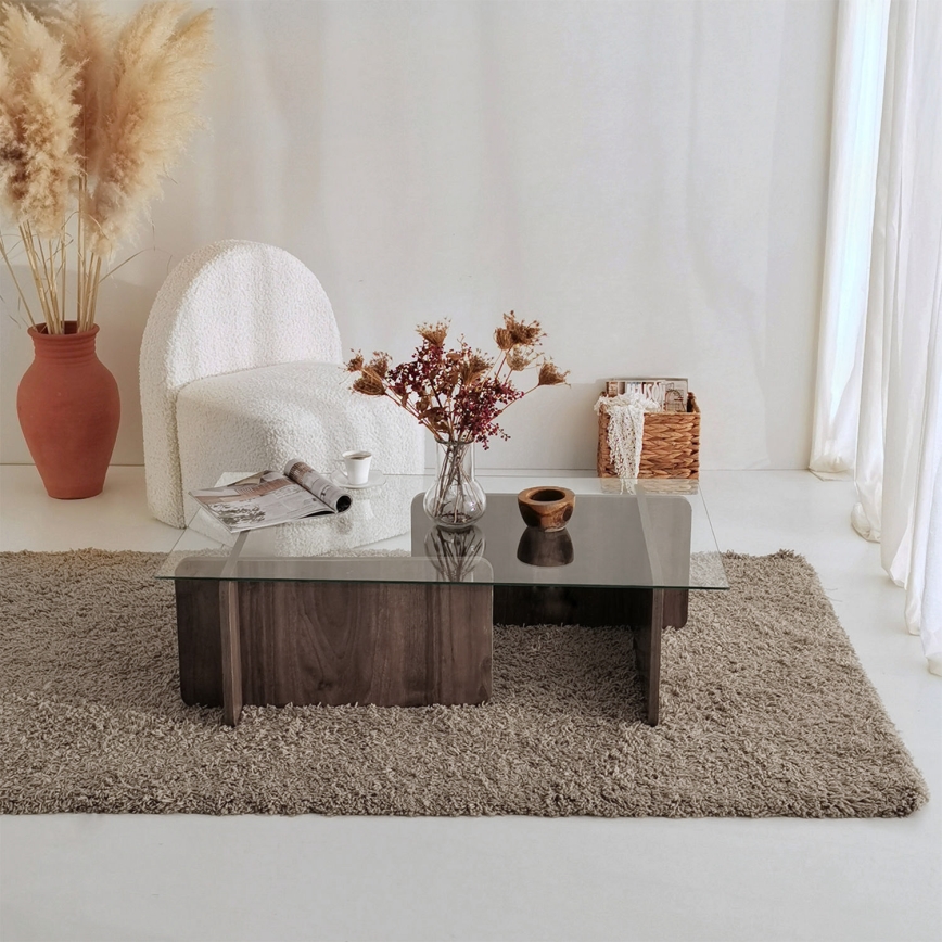 Τραπεζάκι σαλονιού ESCAPE 30x105 εκ. καφέ/διάφανο