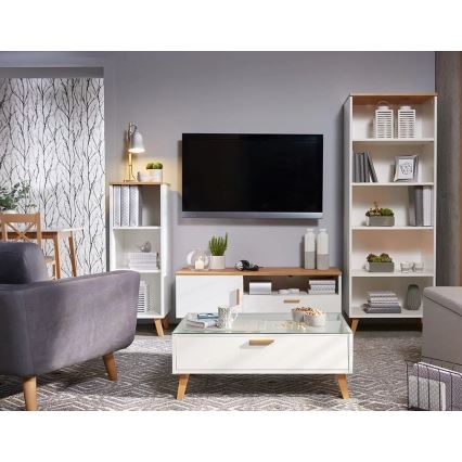 Τραπεζάκι σαλονιού FRISK 35x90 εκ. φυσική δρυς/λευκό