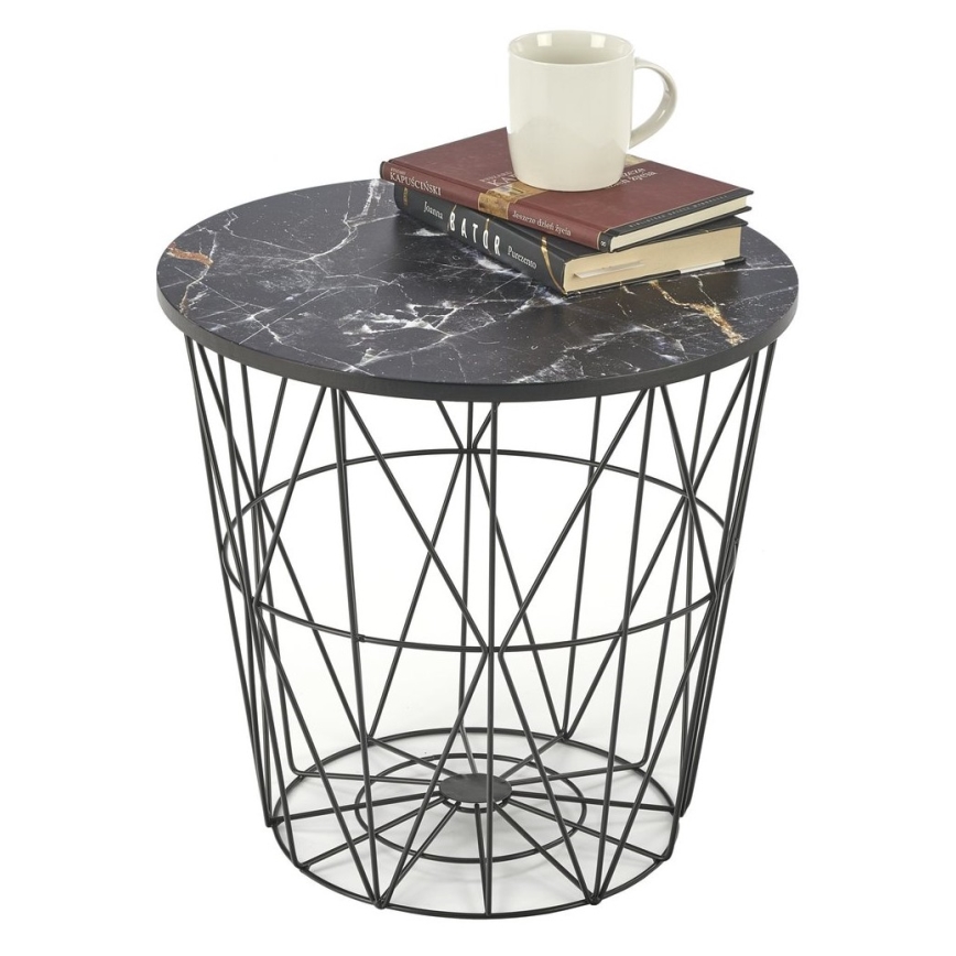 Τραπεζάκι σαλονιού HARISSA 41x42 εκ. μαύρο/μαύρη μαρμάρινη διακόσμηση