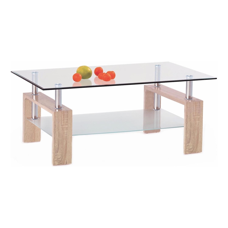 Τραπεζάκι σαλονιού 55x110 cm διαφανές/δρυς sonoma