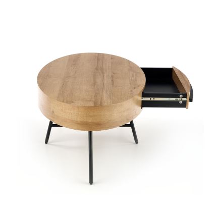 Τραπεζάκι σαλονιού με συρτάρι CAROLINA 41 x 120 εκ., χρυσό δρυς/μαύρο