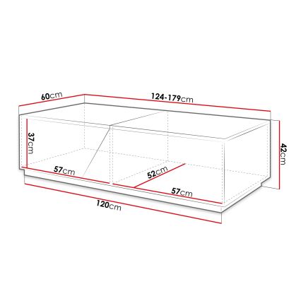 Τραπεζάκι σαλονιού CEELIAS 42x124 cm ανθρακί/δρυς Wotan