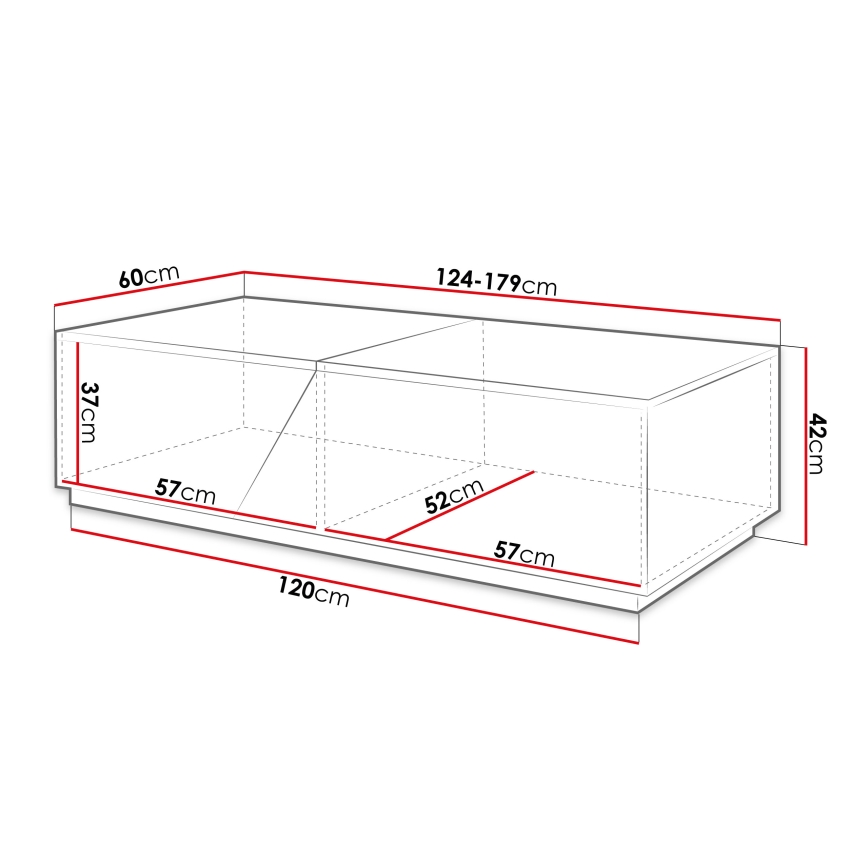 Τραπεζάκι σαλονιού CEELIAS 42x124 cm λευκό/δρυς Wotan