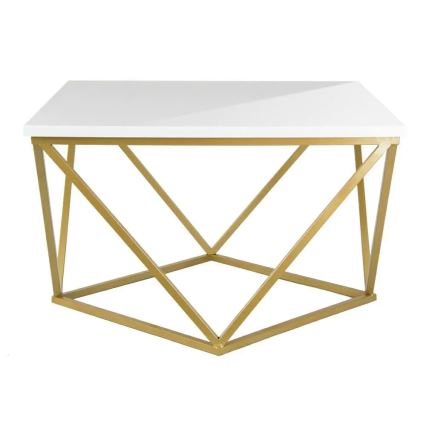 Τραπεζάκι σαλονιού CURVED 62x62 cm χρυσό/λευκό