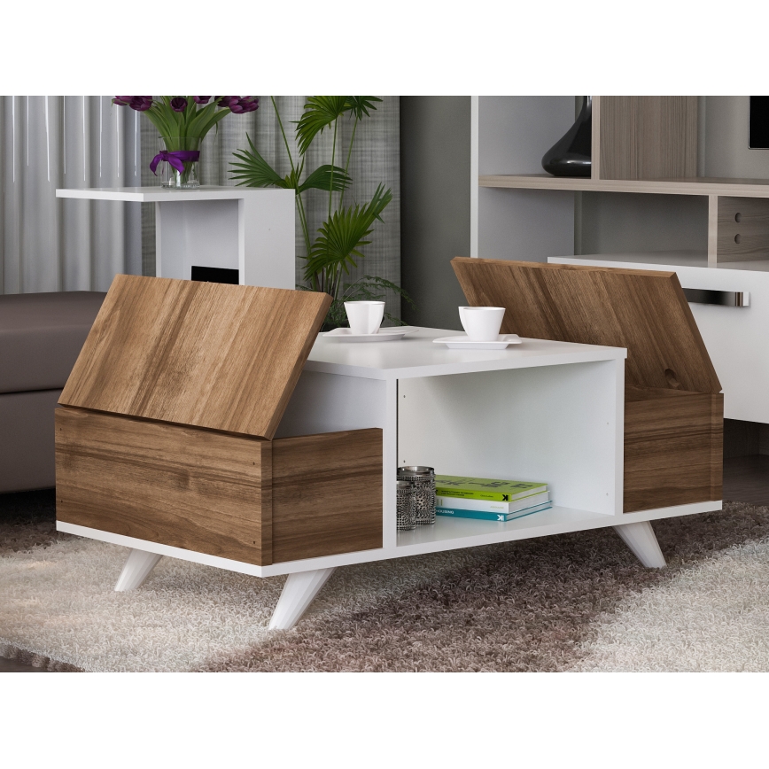 Τραπεζάκι σαλονιού ERIBERTO 43,8x90 cm καφέ/λευκό