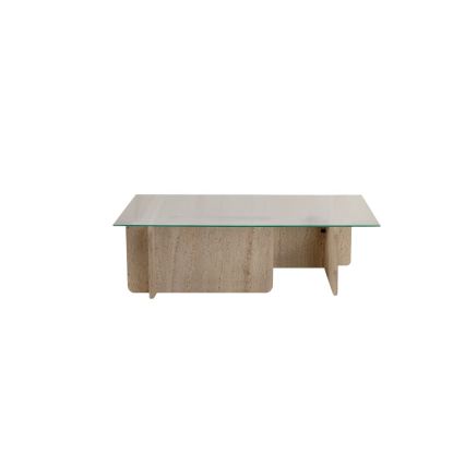 Τραπεζάκι σαλονιού ESCAPE 105x65 cm τραβερτίνη/διάφανο