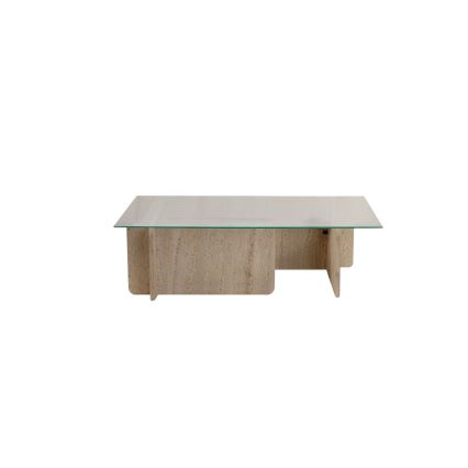 Τραπεζάκι σαλονιού ESCAPE 105x65 cm μπεζ/διάφανο