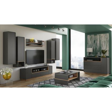 Τραπεζάκι σαλονιού FRED ανθρακί/δρυς artisan