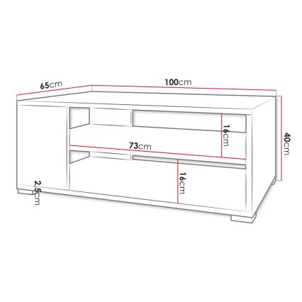 Τραπεζάκι σαλονιού GIMREN 40x100 εκ. λευκό
