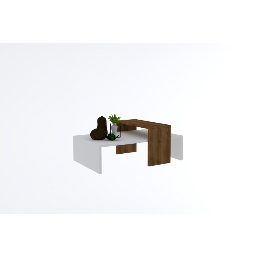 Τραπεζάκι σαλονιού GLOW 32x80 cm λευκό/καφέ