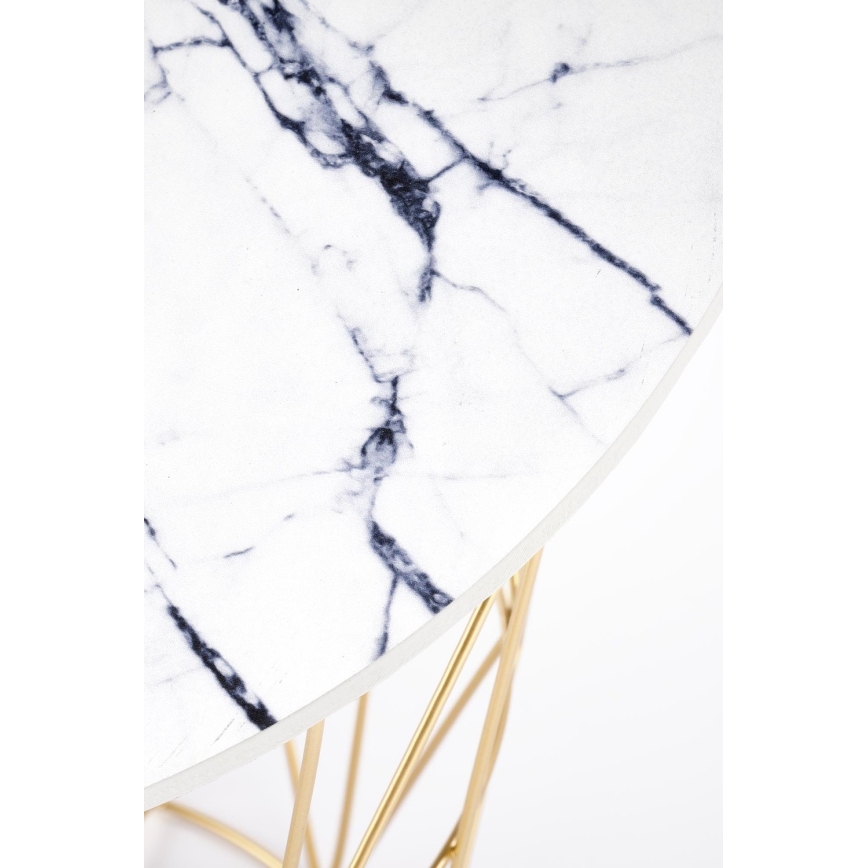 Τραπεζάκι σαλονιού HARISSA 41x42 cm χρυσό/λευκό διακόσμηση μάρμαρο