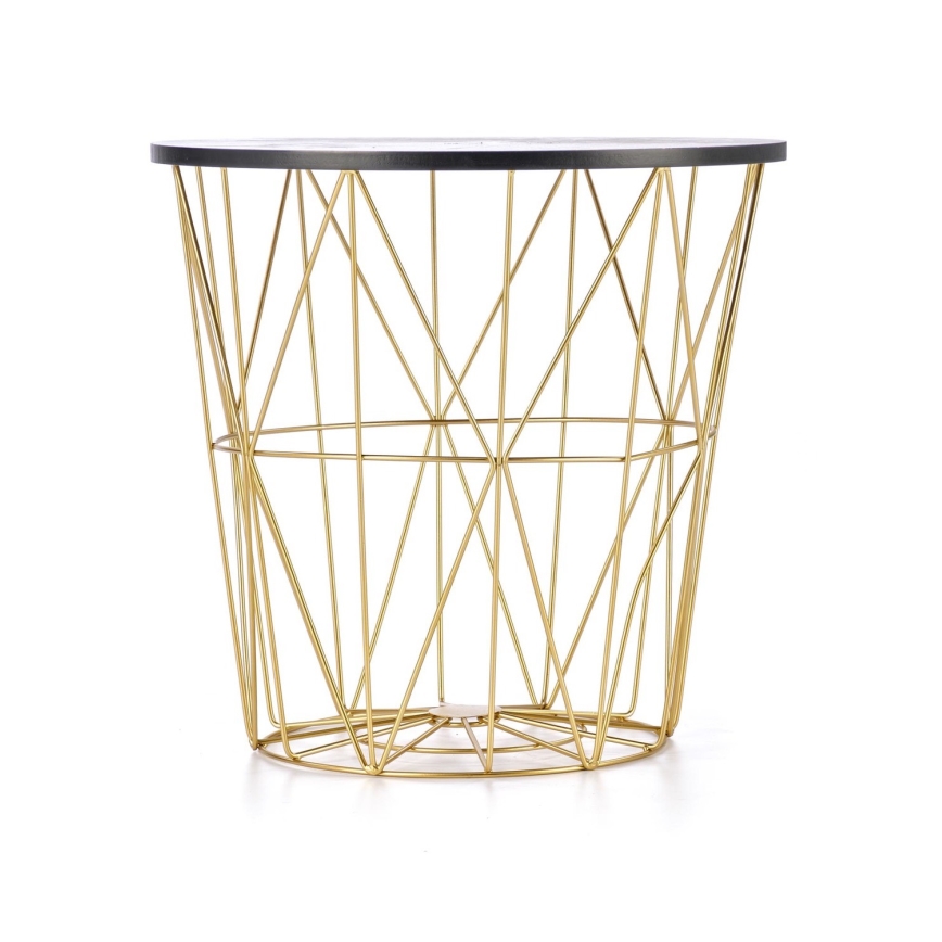 Τραπεζάκι σαλονιού HARISSA 41x42 cm χρυσό/μαύρο διακόσμηση μάρμαρο