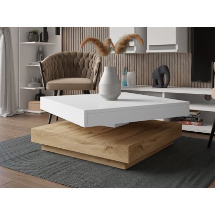 Τραπεζάκι σαλονιού NENANI 34x70 cm λευκό/δρυς wotan