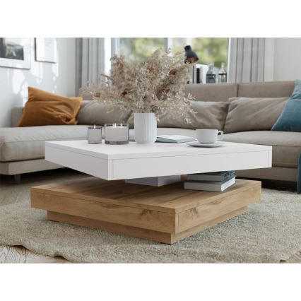 Τραπεζάκι σαλονιού NENANI 34x70 cm λευκό/δρυς wotan