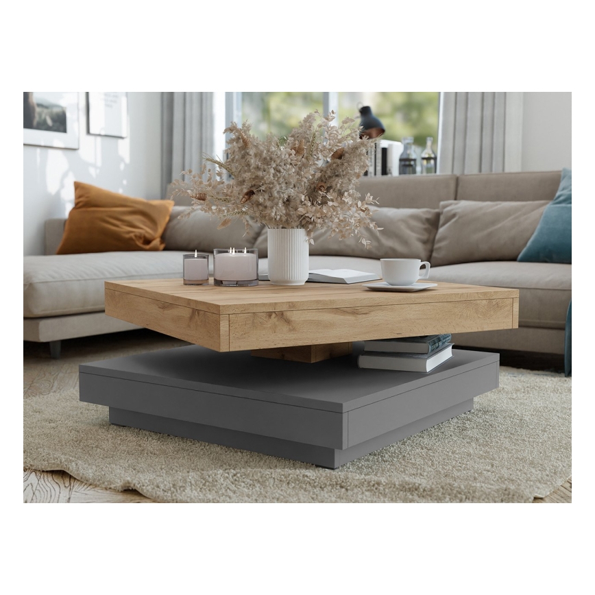 Τραπεζάκι σαλονιού NENANI 34x70 cm γκρι/δρυς wotan