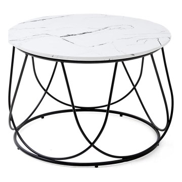 Τραπεζάκι σαλονιού NUBIRA 41x60 cm μαύρο/διακόσμηση μάρμαρο