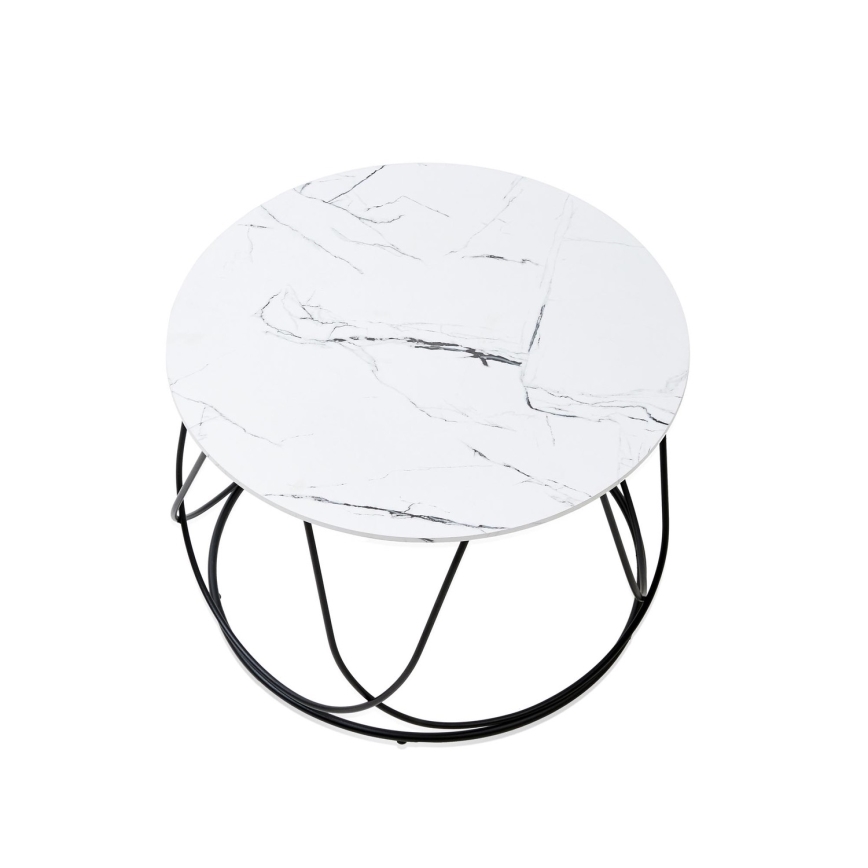 Τραπεζάκι σαλονιού NUBIRA 41x60 cm μαύρο/διακόσμηση μάρμαρο