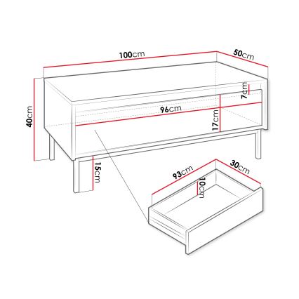 Τραπεζάκι σαλονιού OZMI 40x100 cm κασμίρι