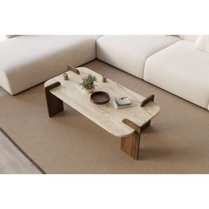 Τραπεζάκι σαλονιού PURO 120x60 cm, καρυδιά/μπεζ