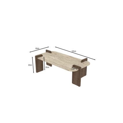 Τραπεζάκι σαλονιού PURO 120x60 cm, καρυδιά/μπεζ