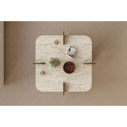 Τραπεζάκι σαλονιού PURO 90x90 cm μπεζ/καρυδιά
