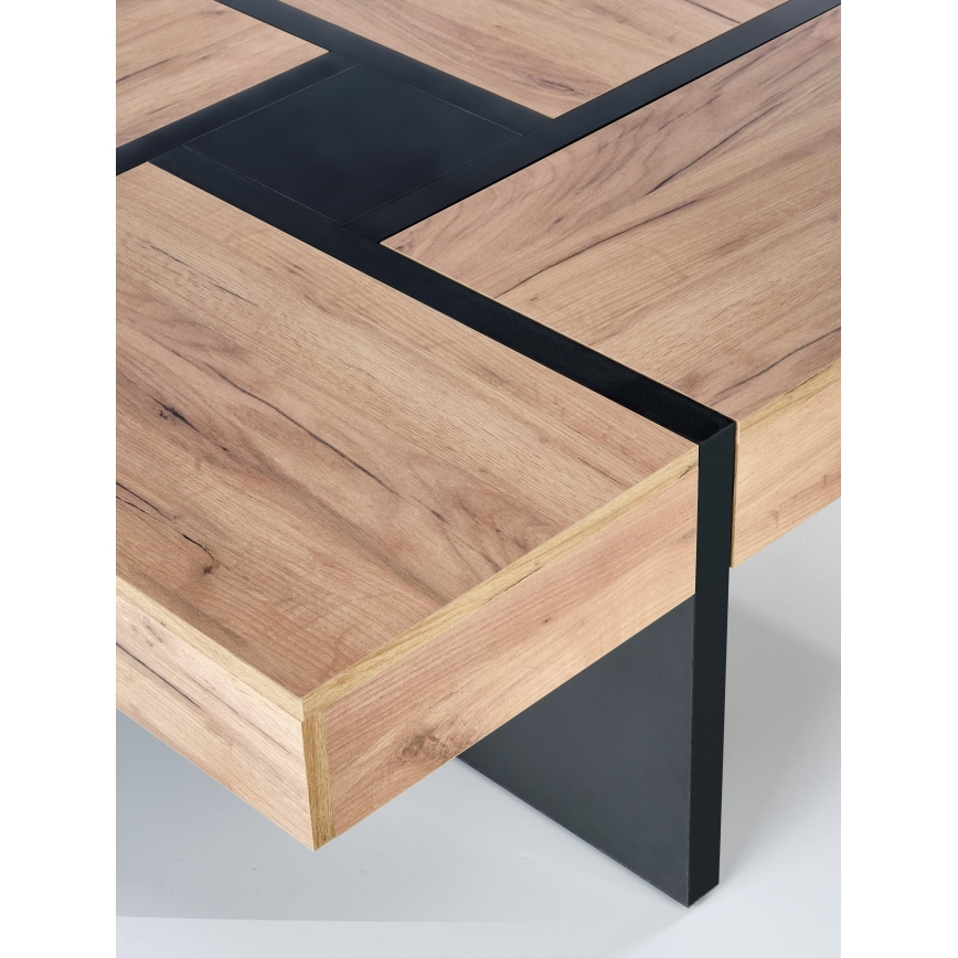 Τραπεζάκι σαλονιού RADIX 100x100 cm μαύρο/καφέ