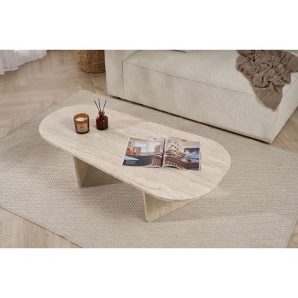 Τραπεζάκι σαλονιού ROND 130x65 cm από τραβερτίνη