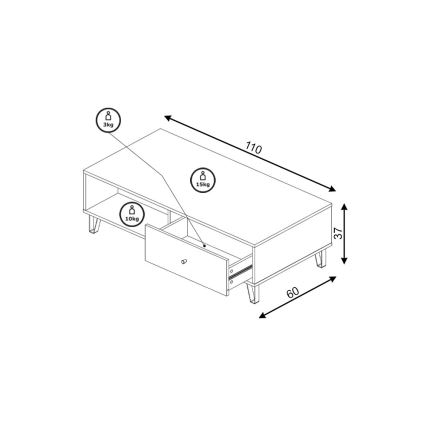 Τραπεζάκι σαλονιού SULA craft δρυς/μαύρο