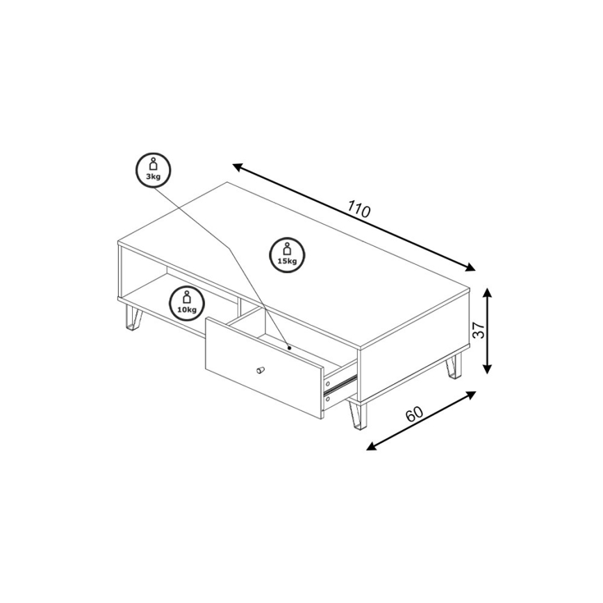 Τραπεζάκι σαλονιού SULA δρυς artisan/λευκό