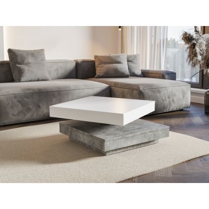Τραπεζάκι σαλονιού TIMO σε λευκό/γκρι με επιφάνεια εφέ σκυροδέματος