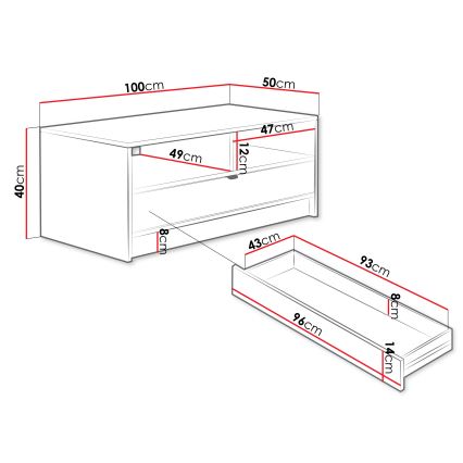 Τραπεζάκι σαλονιού TIRENO 100x40 cm λευκό