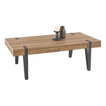 Τραπεζάκι σαλονιού TULUZA 41x120 cm χρυσαφί καρυδιά/μαύρο