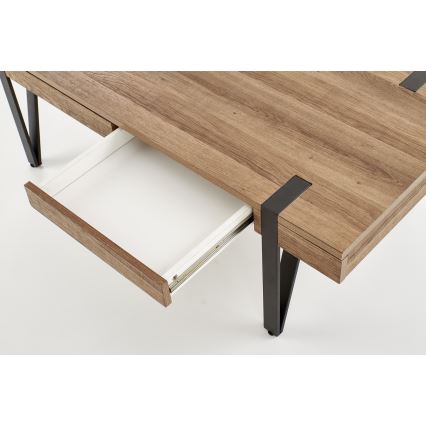 Τραπεζάκι σαλονιού TULUZA 41x120 cm χρυσαφί καρυδιά/μαύρο