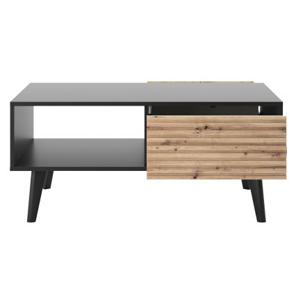 Τραπεζάκι σαλονιού WILLOW 46x104 cm μαύρο/δρυς artisan