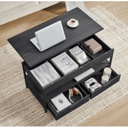 Τραπεζάκι σαλονιού με ανασηκούμενη επιφάνεια NYRO μαύρο