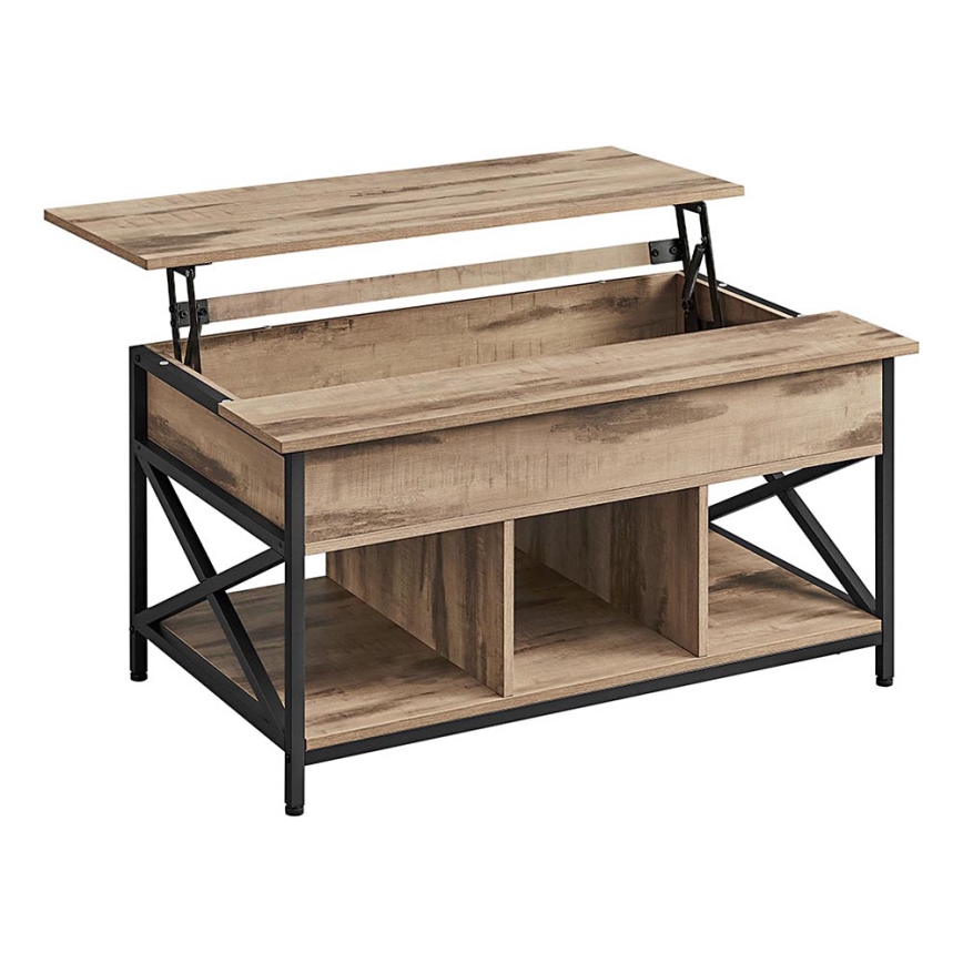 Τραπεζάκι σαλονιού με ανυψούμενη επιφάνεια NYRO καφέ/μαύρο