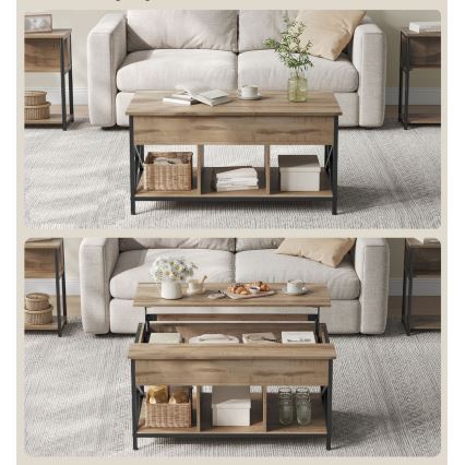 Τραπεζάκι σαλονιού με ανυψούμενη επιφάνεια NYRO καφέ/μαύρο