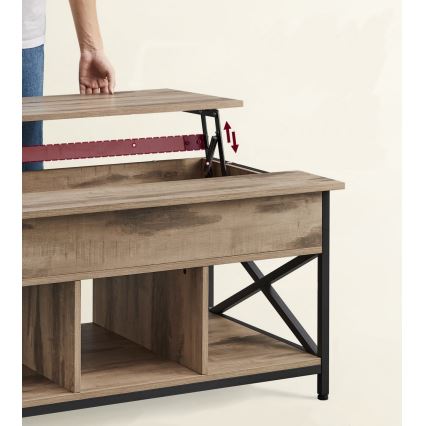 Τραπεζάκι σαλονιού με ανυψούμενη επιφάνεια NYRO καφέ/μαύρο