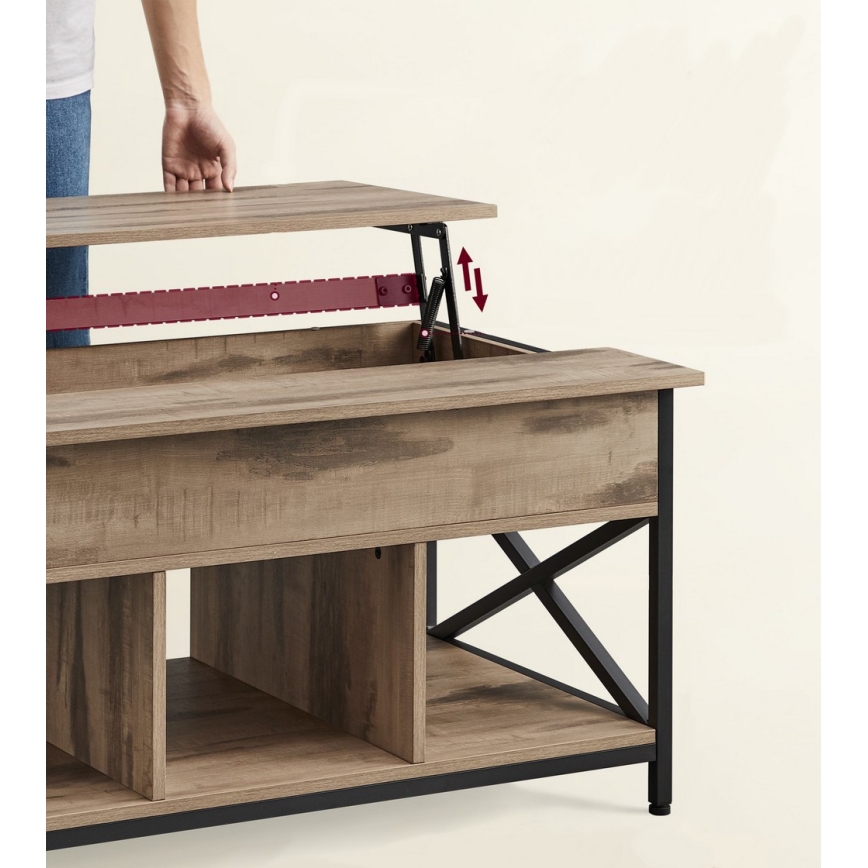 Τραπεζάκι σαλονιού με ανυψούμενη επιφάνεια NYRO καφέ/μαύρο