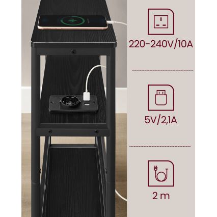 Τραπεζάκι ROD με ενσωματωμένη πρίζα και θύρες USB, μαύρο