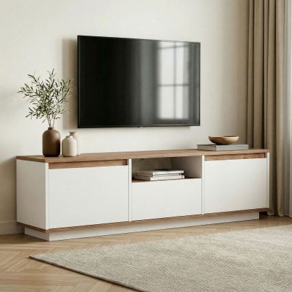Τραπεζάκι τηλεόρασης KREDE 160x30 cm λευκό/πεύκο