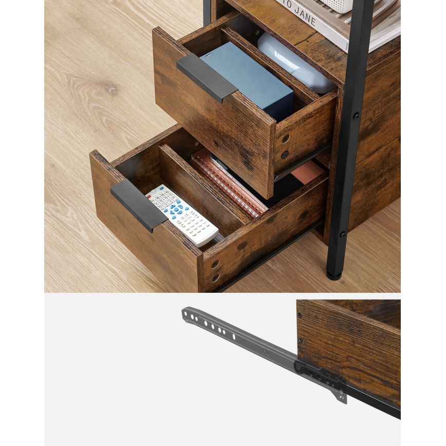 Τραπεζάκι με ενσωματωμένες πρίζες και θύρες USB ROD καφέ/μαύρο