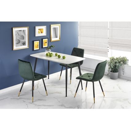 Τραπέζι φαγητού ALARA φινίρισμα λευκού μαρμάρου/μαύρο