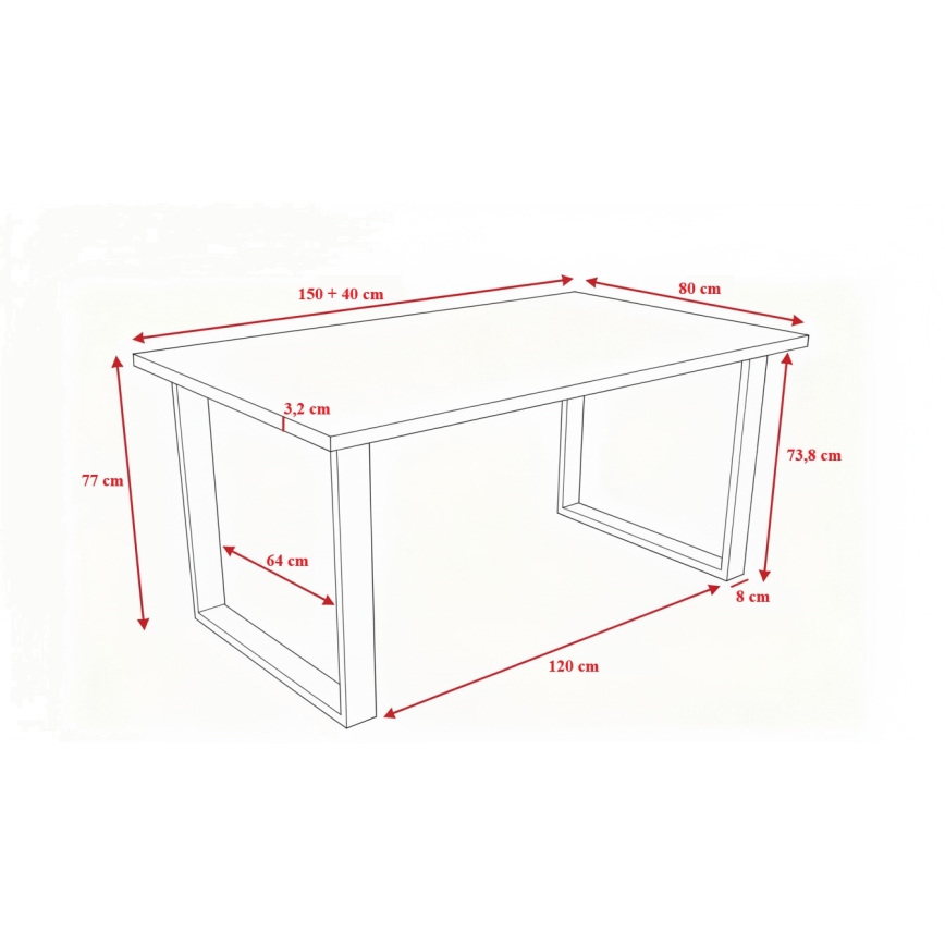 Τραπέζι φαγητού COLIN με δυνατότητα επέκτασης, γκρι