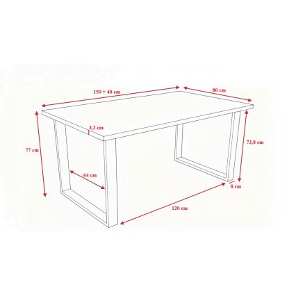 Τραπέζι φαγητού COLIN με δυνατότητα επέκτασης, δρυς